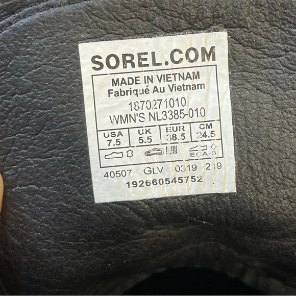 SOREL Women's Cate Lace Bootie Rain Boot Size 7.5 Black Waterproof Leather - Picture 5 of 14